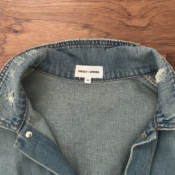 Sunset and spring embellished pearl denim jacket xs - Picture 4 of 4